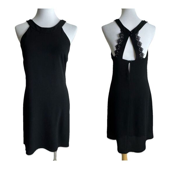 Accidentally In Love Black Cocktail Dress Sleeveless Racer Back Size Small - Picture 1 of 12